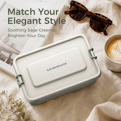 G.a HOMEFAVOR Stainless Steel Lunch Box, Sage Green, 47 oz
