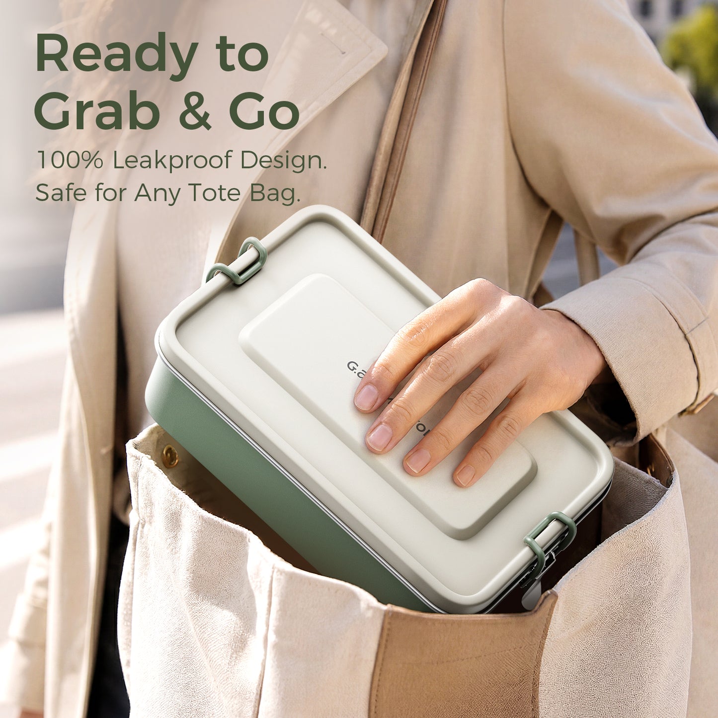 G.a HOMEFAVOR Stainless Steel Lunch Box, Sage Green, 47 oz