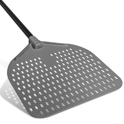 Professional Hard-Anodized Aluminum Pizza Peel – 14" x 17" Perforated Baking Board with 32" Handle