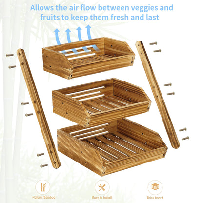 3-Tier ‌Space-Optimizing Tiered Fruit Basket with Natural Ventilation System