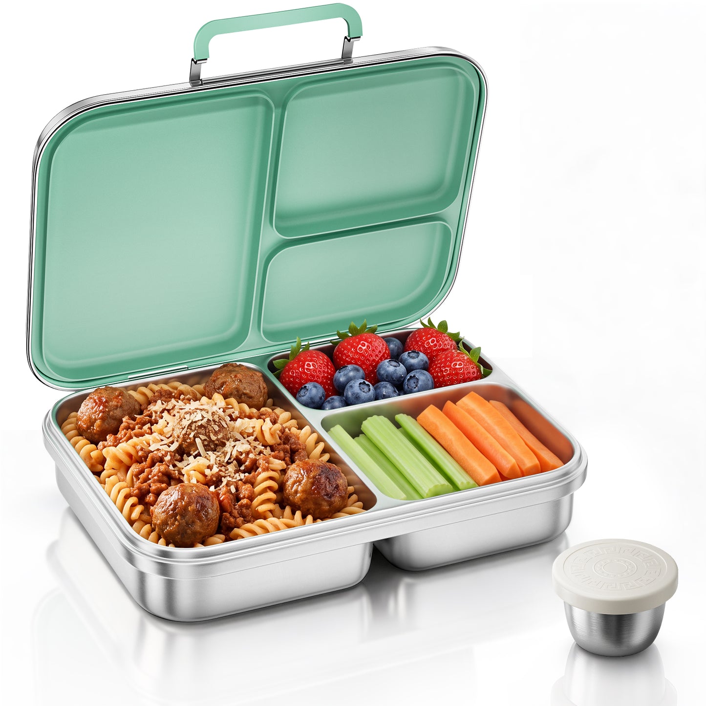 G.a HOMEFAVOR Leak-Proof Stainless Steel Lunch Box, Green, 1200 ml/40 oz 3-Compartment