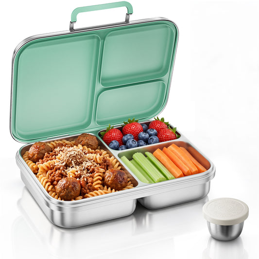 G.a HOMEFAVOR Leak-Proof Stainless Steel Lunch Box, Green, 1200 ml/40 oz 3-Compartment