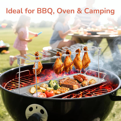Professional 14-Slot Chicken Leg Rack - Premium Stainless Steel for Grills & Ovens