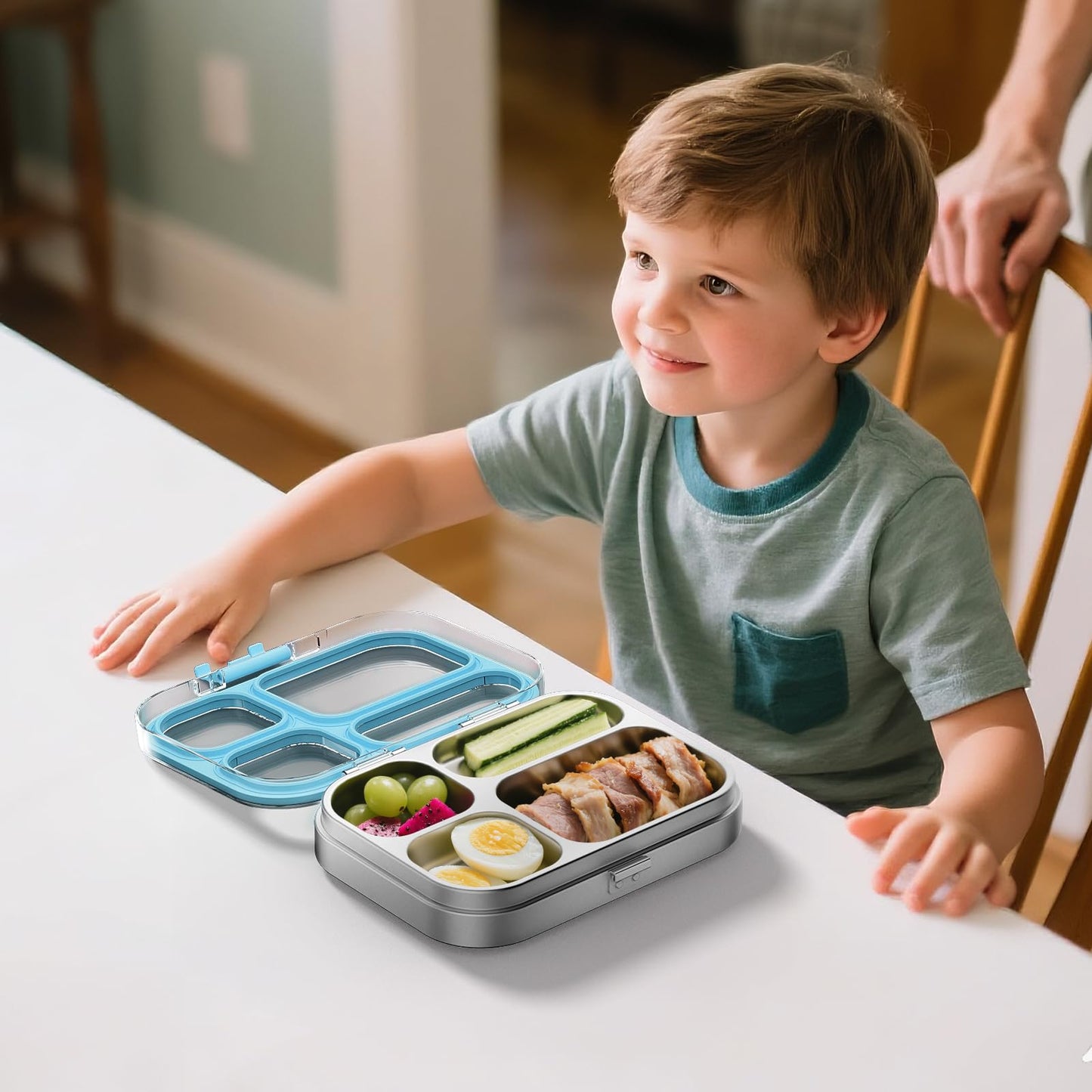 Premium Eco-Friendly Lunch Box: 304 Stainless Steel + BPA-Free Tritan (800ml/4 Compartments)
