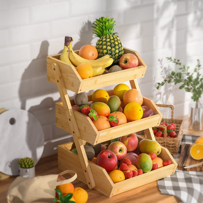 3-Tier ‌Space-Optimizing Tiered Fruit Basket with Natural Ventilation System
