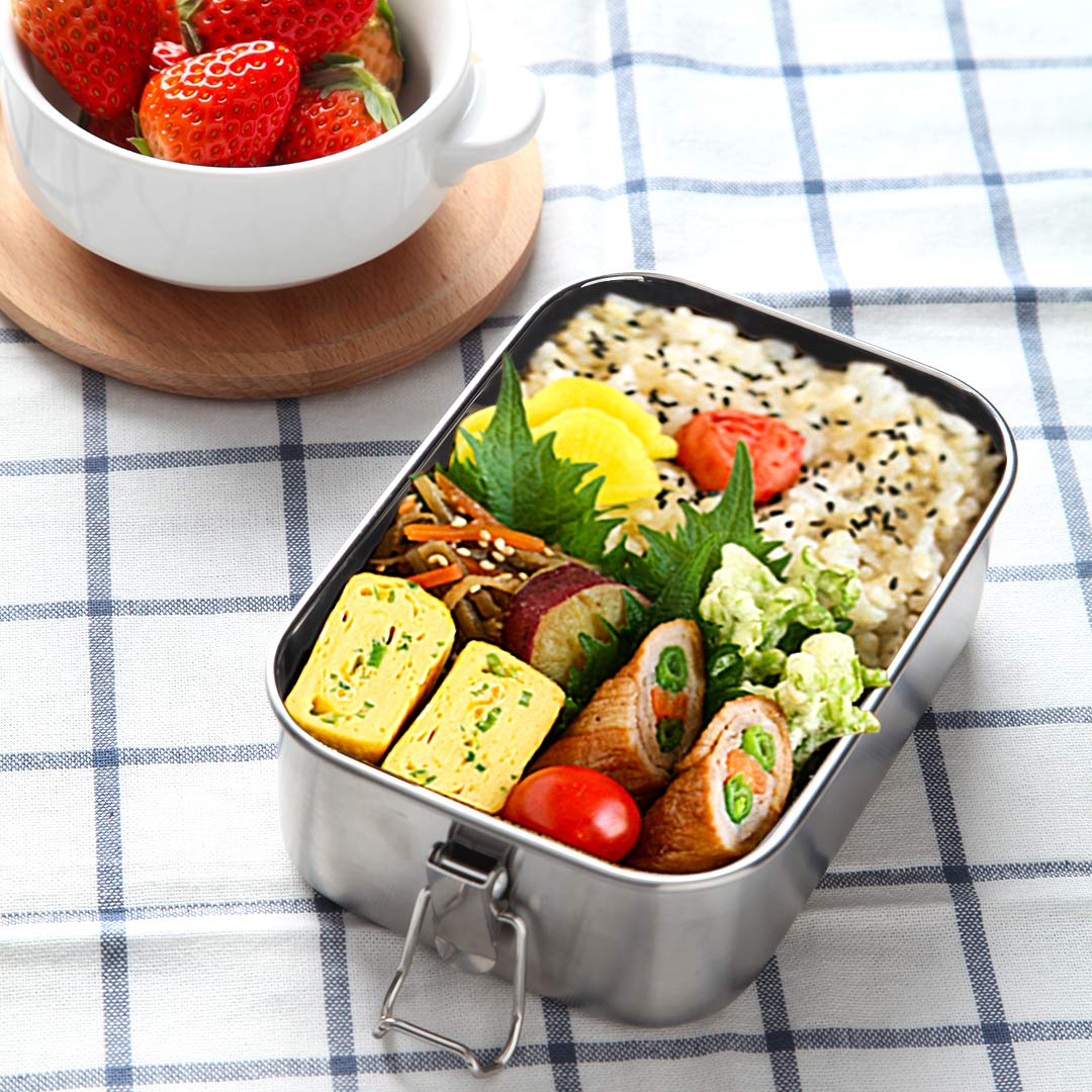 Stainless Steel Lunch Containers Leakproof, Metal Lunch Containers for Kids Adults, 800ML