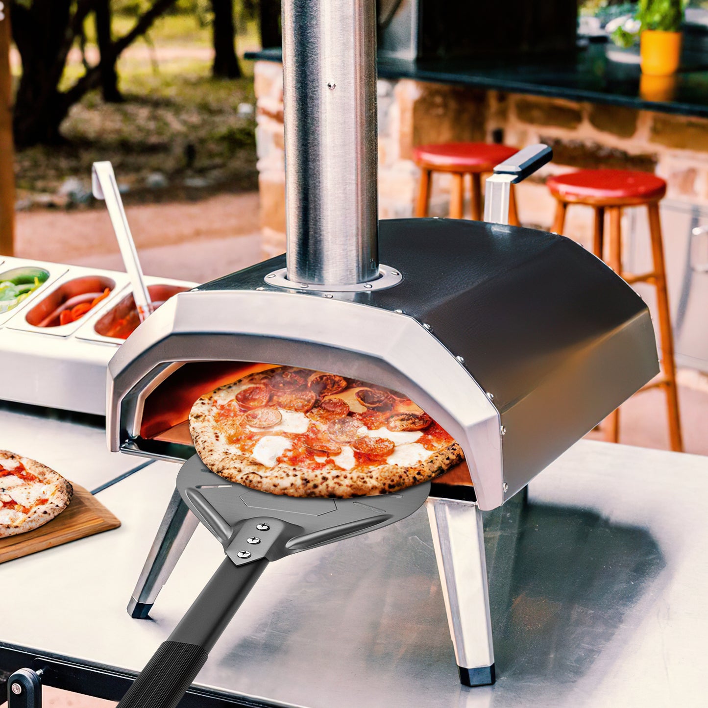 Professional Pizza Peel - Hard-Anodized Aluminum with Perforations for Wood-Fired Ovens