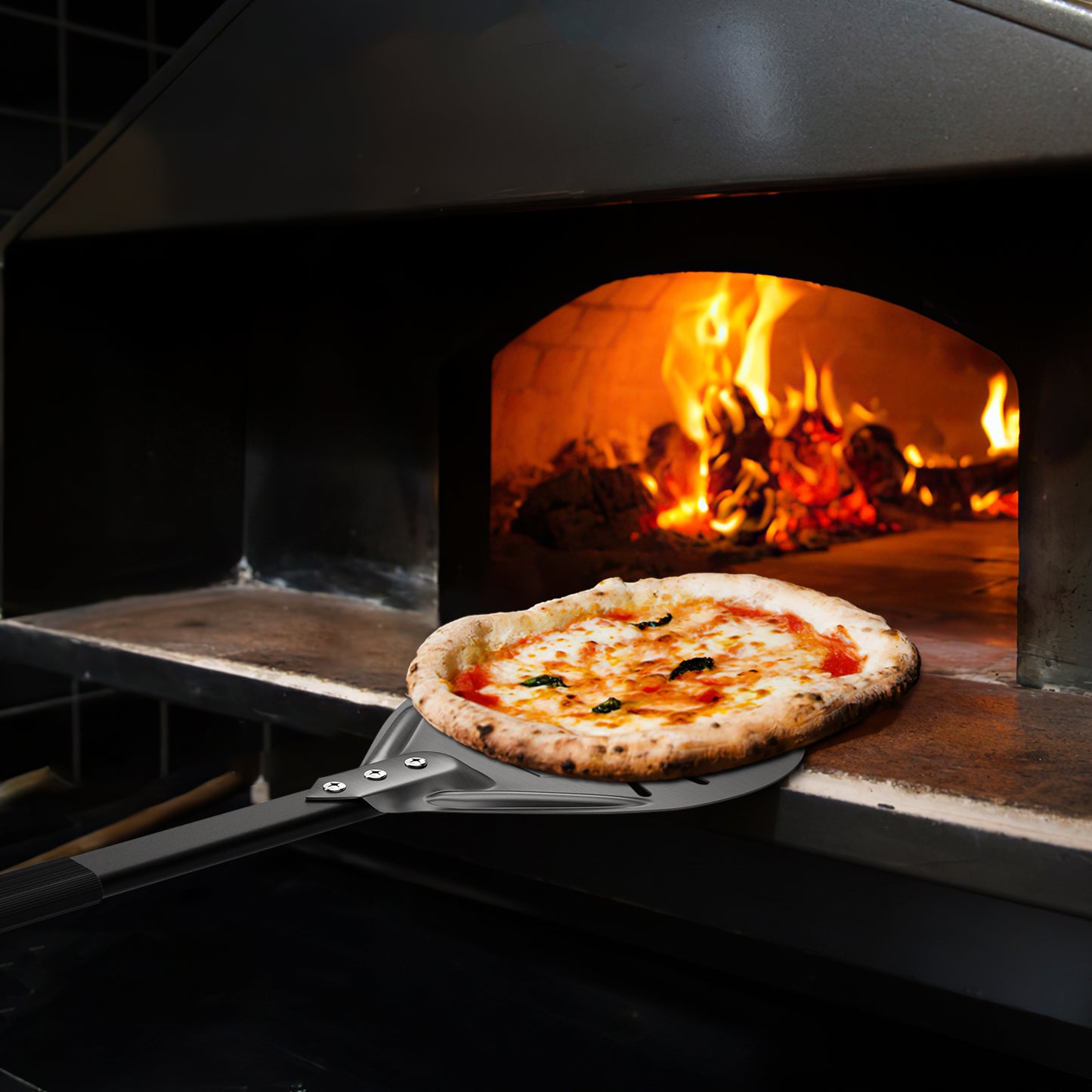 Professional Pizza Peel - Hard-Anodized Aluminum with Perforations for Wood-Fired Ovens