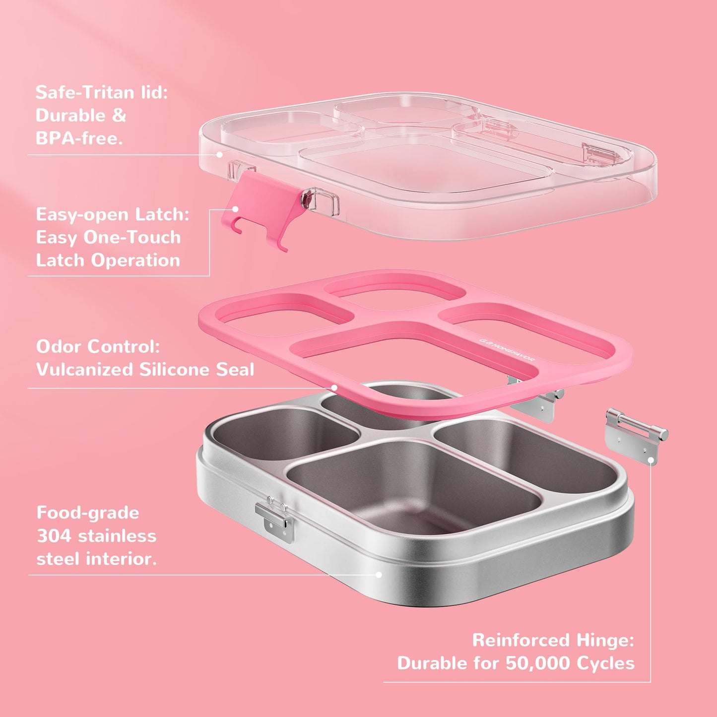 Premium Eco-Friendly Lunch Box: 304 Stainless Steel + BPA-Free Tritan (800ml/4 Compartments)