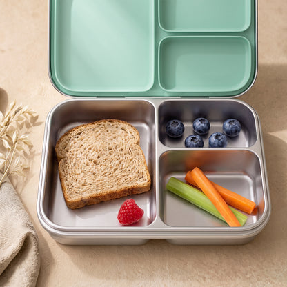 G.a HOMEFAVOR Leak-Proof Stainless Steel Lunch Box, Green, 1200 ml/40 oz 3-Compartment