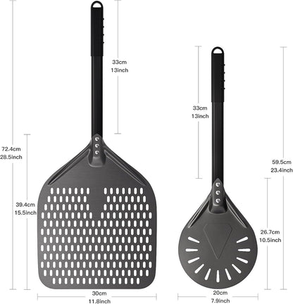 ‌Professionelles perforiertes Pizzaschaufel-Set | Hitzebeständiges und antihaftbeschichtetes Design