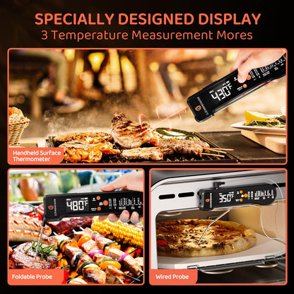 Professional 3-in-1 Meat Thermometer - Instant Read & Infrared Dual Tech