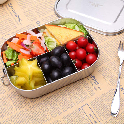 Lunchbox aus Edelstahl, Lebensmittelbehälter mit Fächern