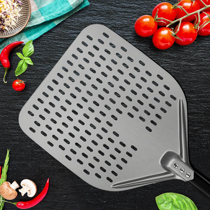 12" Professional Pizza Peel – Hard-Anodized Aluminum with Detachable Handle | Perforated Non-Stick Oven Shovel for Homemade Pizza & Bread | Compact Storage Design