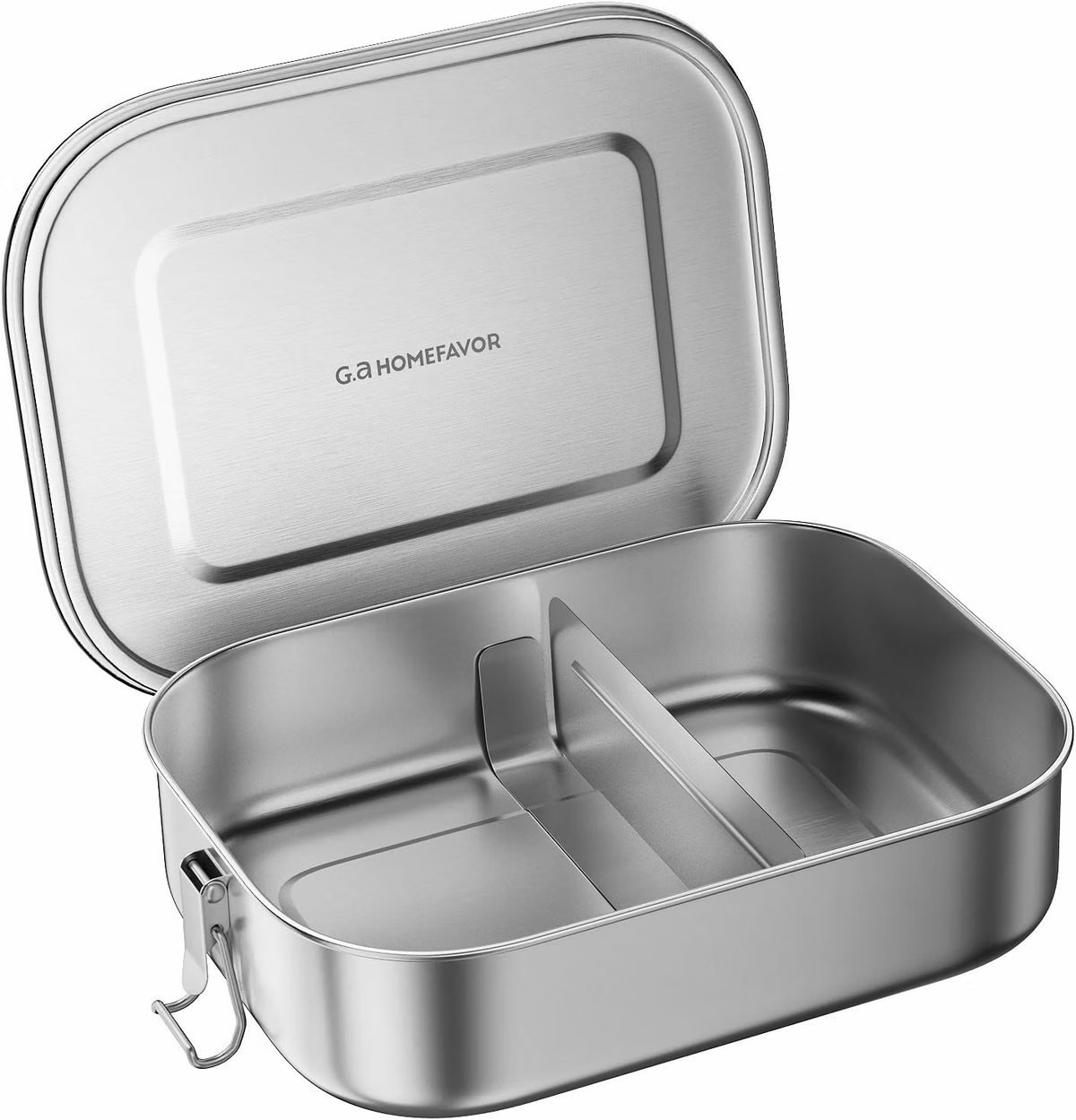 Ga HOMEFAVOR Unterteilter Lunchbehälter aus Edelstahl mit Verschlussclips