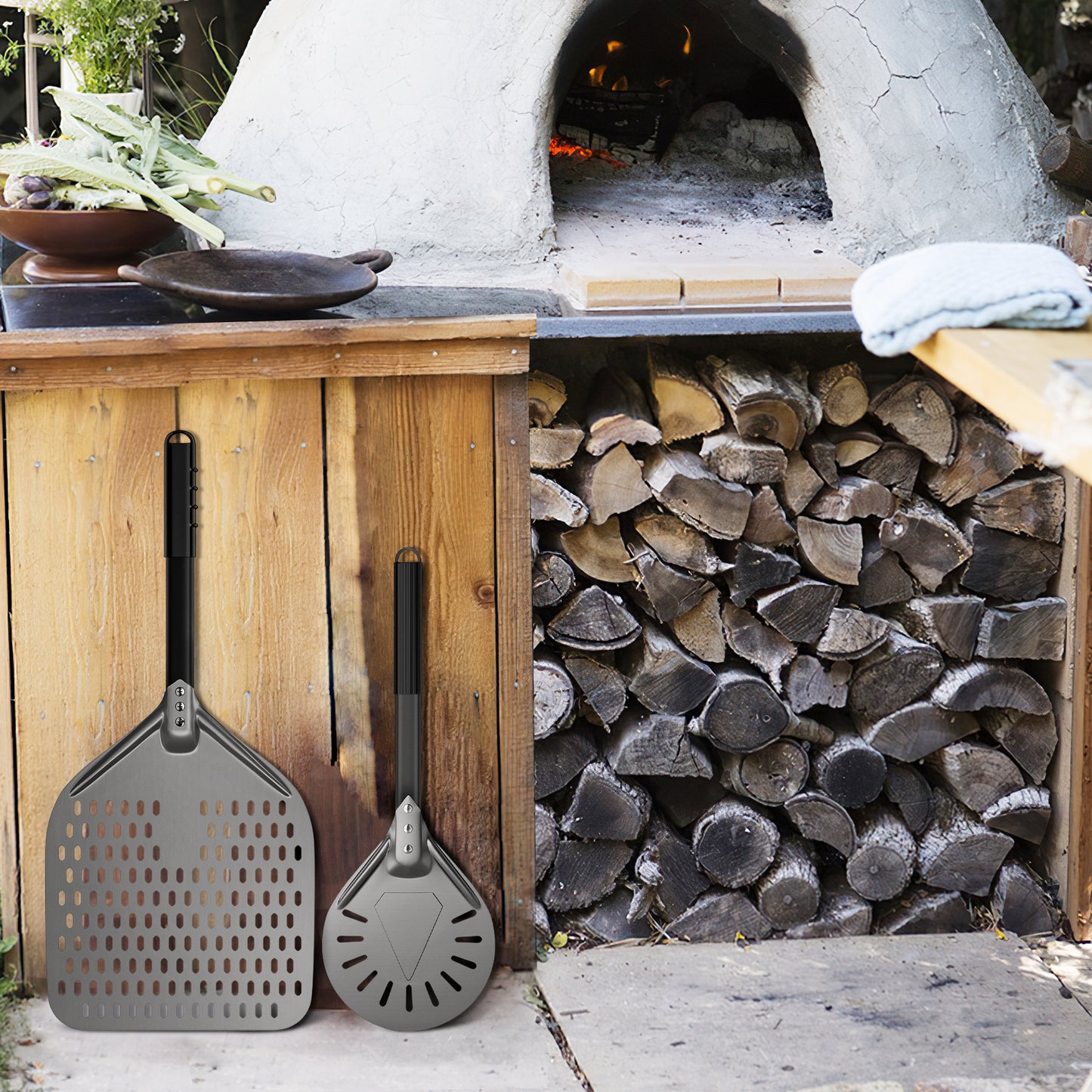 Professional Pizza Peel - Hard-Anodized Aluminum with Perforations for Wood-Fired Ovens