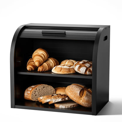 Double-Decker Bamboo Bread Bin - Self-Assembly Storage with Pet-Proof Freshness