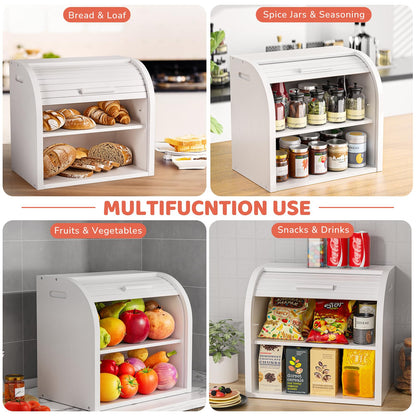 Double-Decker Bamboo Bread Bin - Self-Assembly Storage with Pet-Proof Freshness