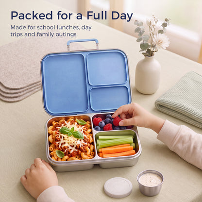 G.a HOMEFAVOR Leak-Proof Stainless Steel Lunch Box, Green, 1200 ml/40 oz 3-Compartment