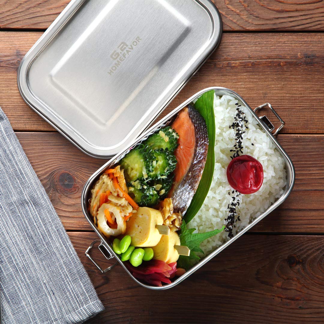Stainless Steel Lunch Containers Leakproof, Metal Lunch Containers for Kids Adults, 800ML