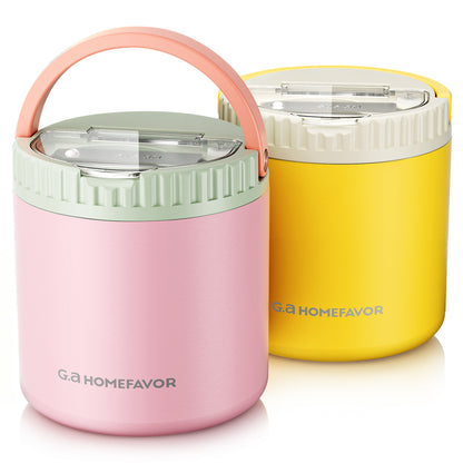 G.a HOMEFAVOR Insulated Food Jar 18 oz, 2 Pack, Pink and Yellow