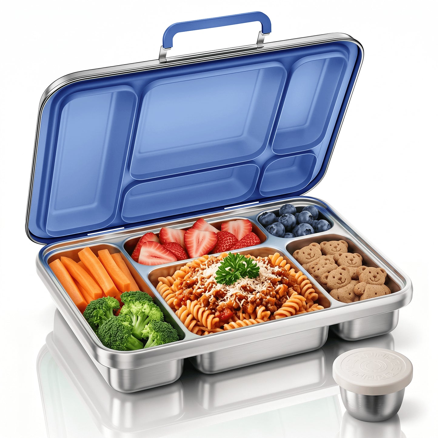 G.a HOMEFAVOR 5-Compartment Stainless Steel Lunch Box, Green, 1100 ml / 37 oz