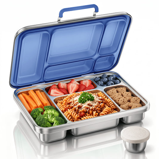 G.a HOMEFAVOR 5-Compartment Stainless Steel Lunch Box, Green, 1100 ml / 37 oz