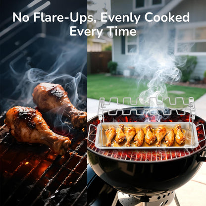 Professional 14-Slot Chicken Leg Rack - Premium Stainless Steel for Grills & Ovens