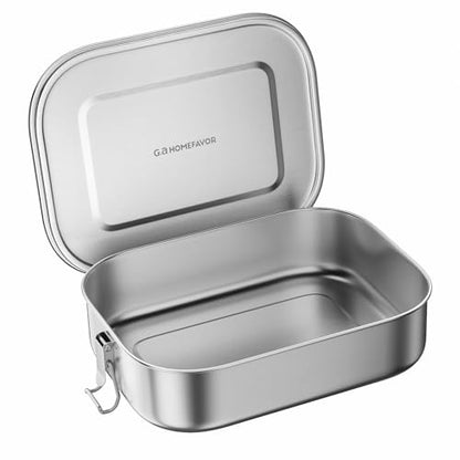 Ga HOMEFAVOR Unterteilter Lunchbehälter aus Edelstahl mit Verschlussclips