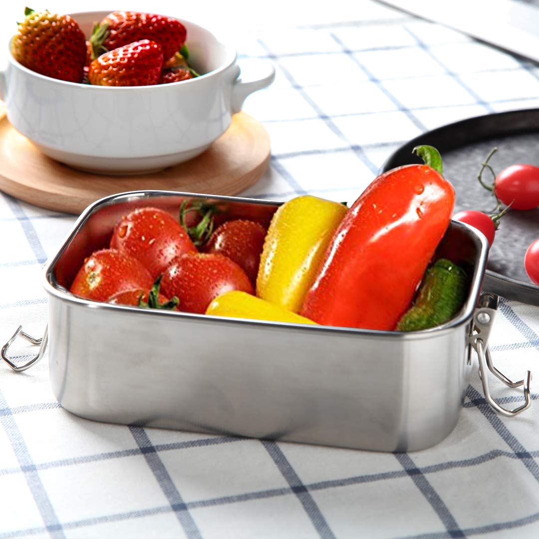 Stainless Steel Lunch Containers Leakproof, Metal Lunch Containers for Kids Adults, 800ML