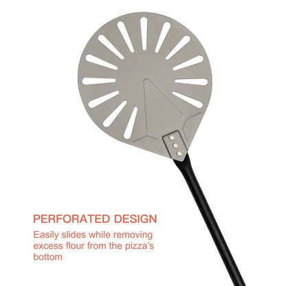 Aluminum Pizza Turning Peel with Extended Silcone Handle