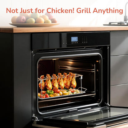 Professional 14-Slot Chicken Leg Rack - Premium Stainless Steel for Grills & Ovens