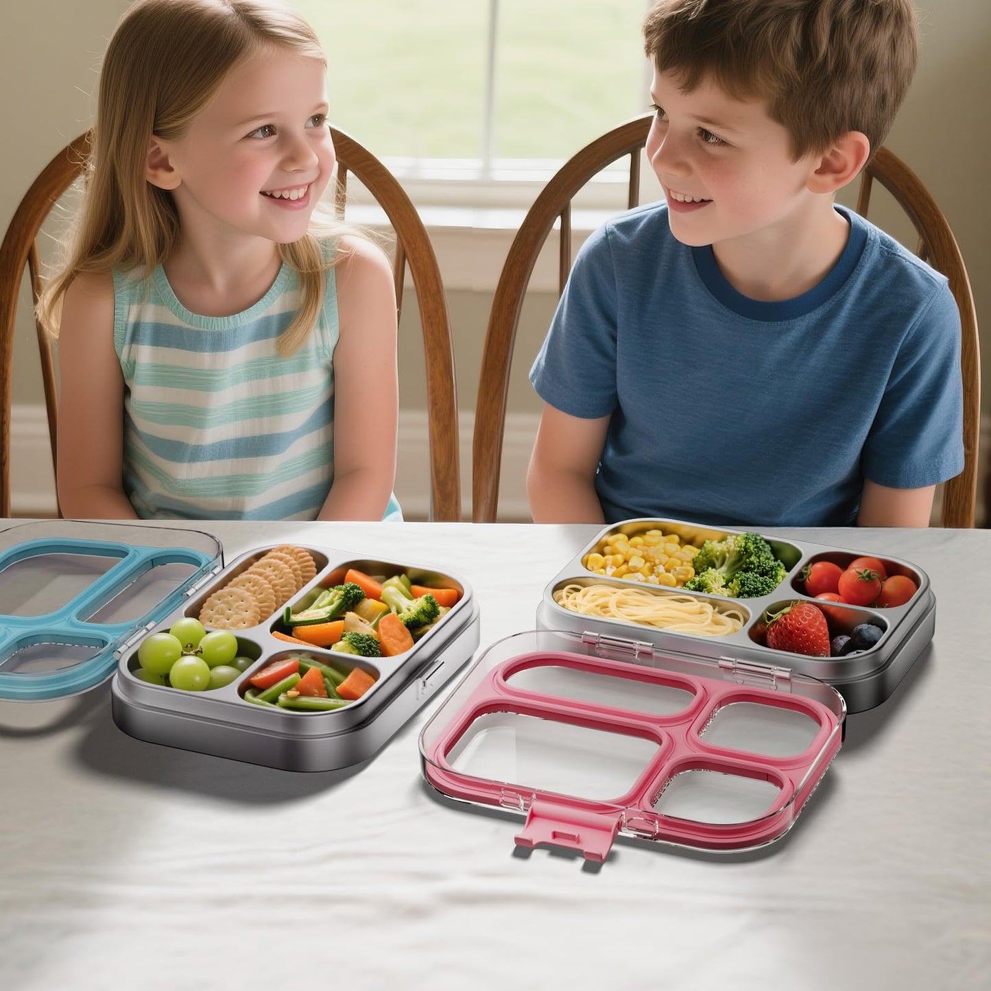 Premium Eco-Friendly Lunch Box: 304 Stainless Steel + BPA-Free Tritan (800ml/4 Compartments)
