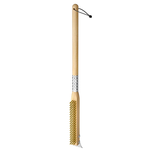‌Premium Pizza Oven Brush with Detachable Scraper & Beechwood Handle