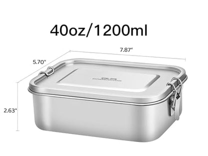 Ga HOMEFAVOR Unterteilter Lunchbehälter aus Edelstahl mit Verschlussclips