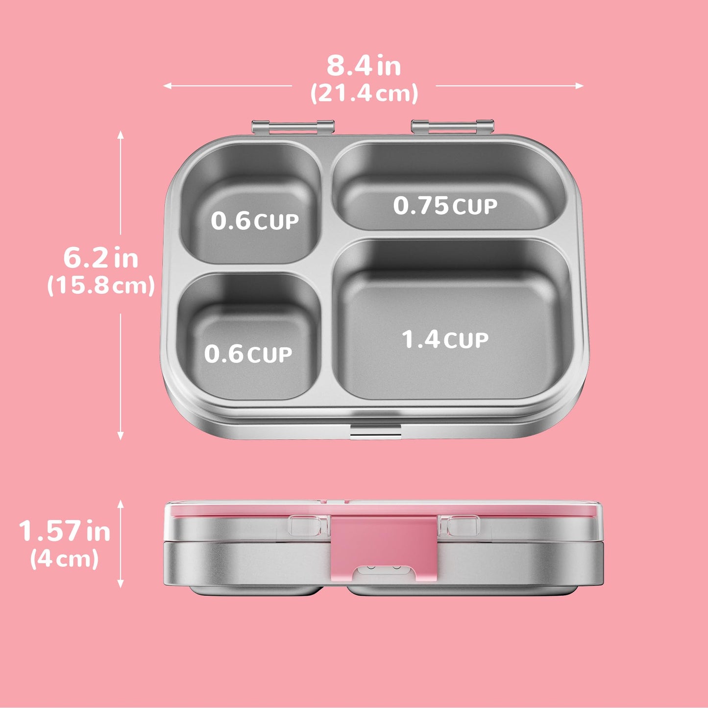 Premium Eco-Friendly Lunch Box: 304 Stainless Steel + BPA-Free Tritan (800ml/4 Compartments)