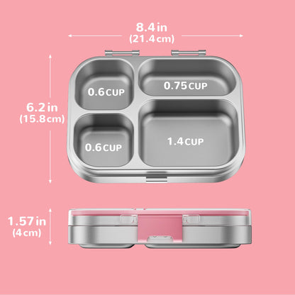 Premium Eco-Friendly Lunch Box: 304 Stainless Steel + BPA-Free Tritan (800ml/4 Compartments)